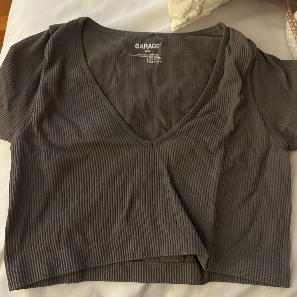 Garage Women's Ribbed Charcoal Crop Top